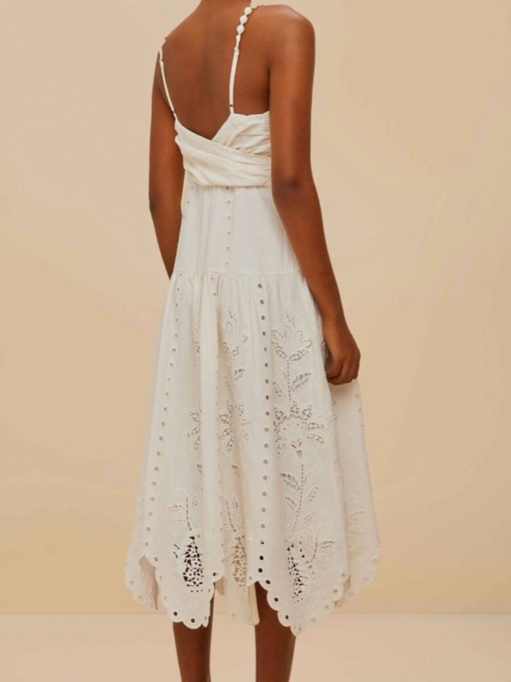 FARM Rio White Eyelet Drop Waist Midi Dress - Picture 3 of 3